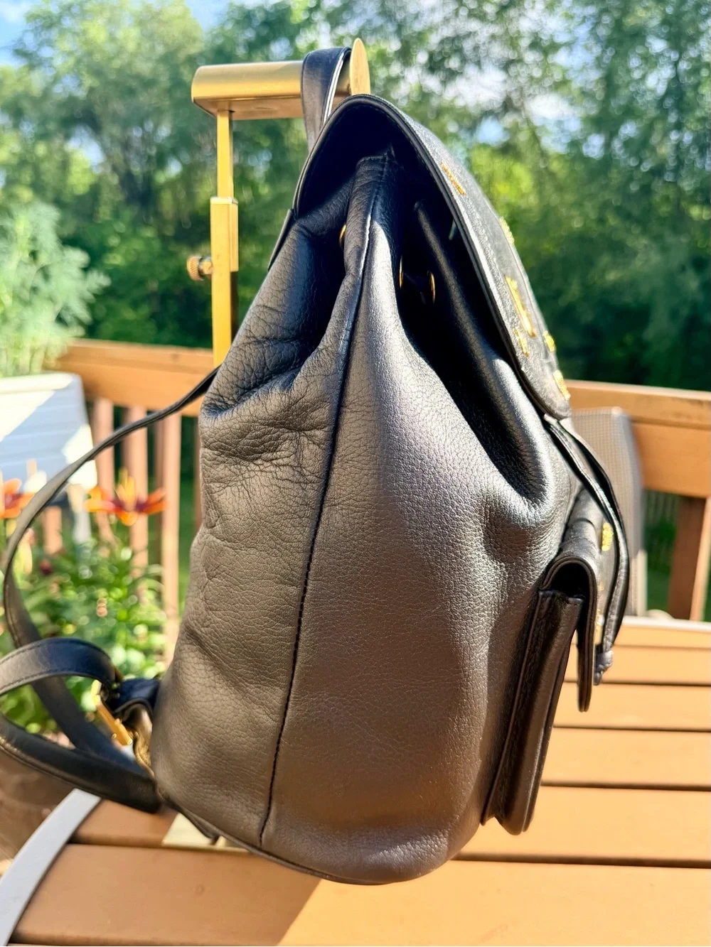 MCM Vintage Black Pebbled Leather Heritage Drawstring Backpack. Michael Cromer